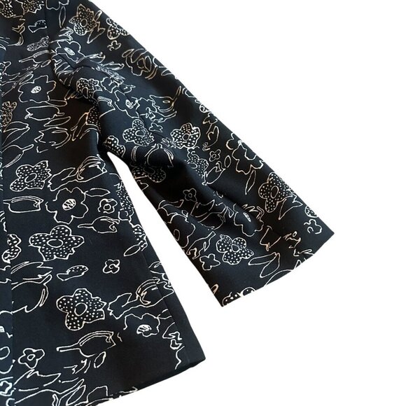 Modcloth Sweet Sophistication Blazer Black White Outline Floral Print Size Med - Picture 5 of 11